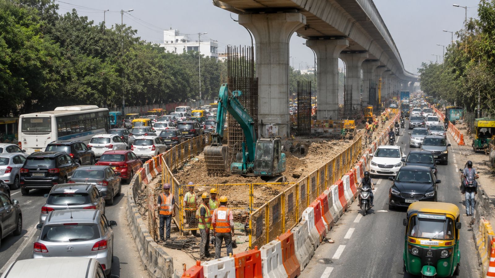 Delhi traffic alert: Mehrauli-Badarpur Road to remain congested for a month due to metro work