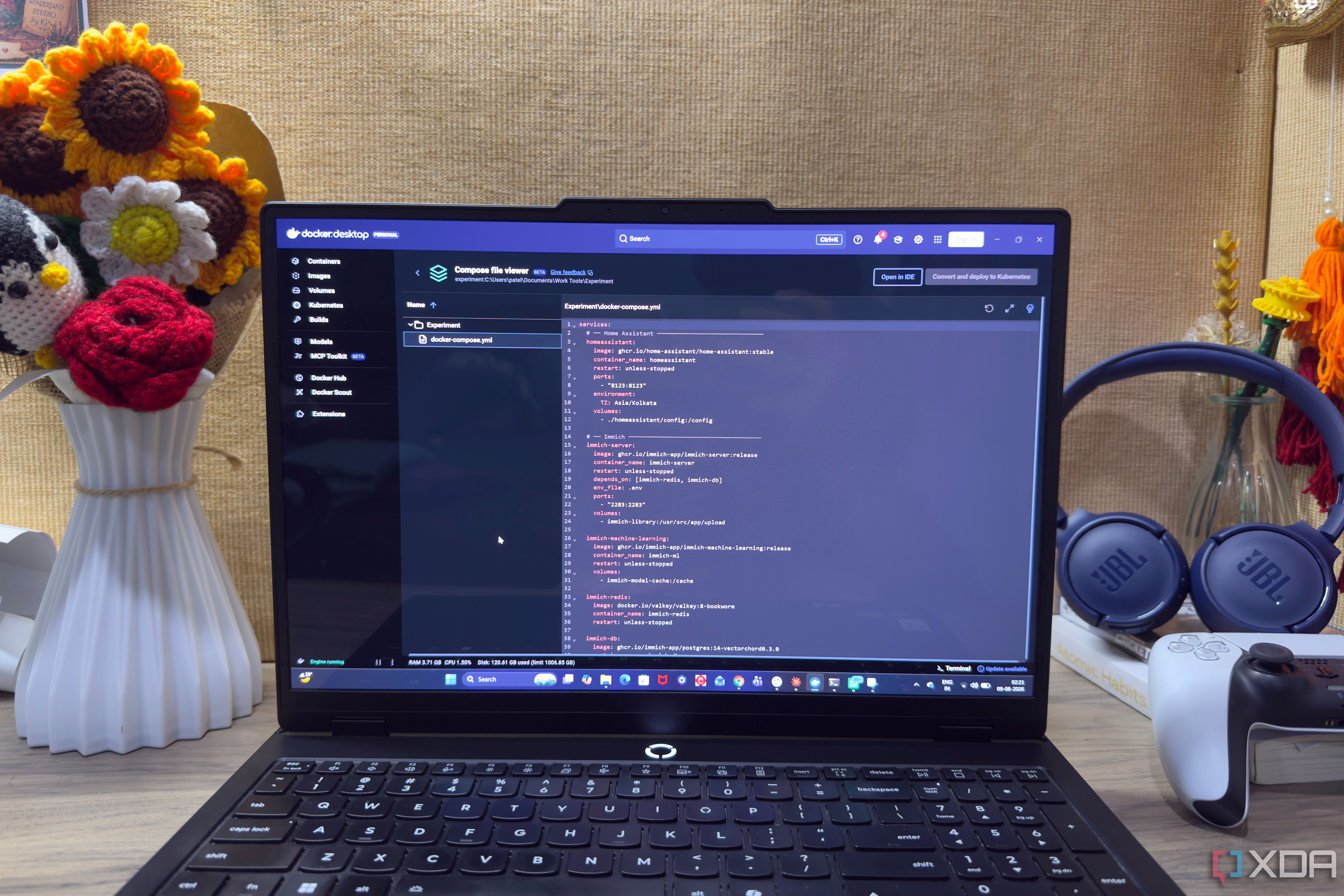I run my entire home server in one Docker Compose file, and rebuilding it takes a single command