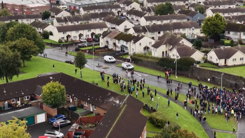 Protesters block Orange Order from marching through Catholic area in Northern Ireland