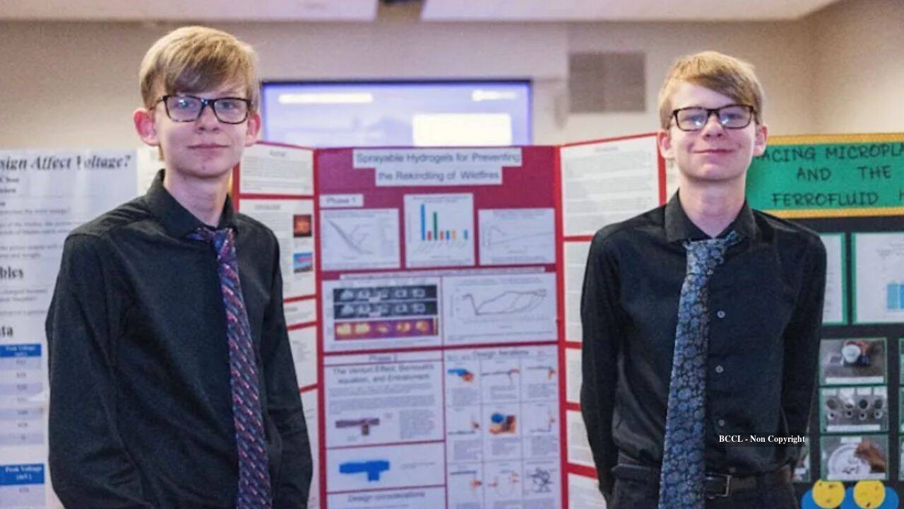 Meet Henry and Jack Grover, twins whose wildfire hydrogel beat water ninefold