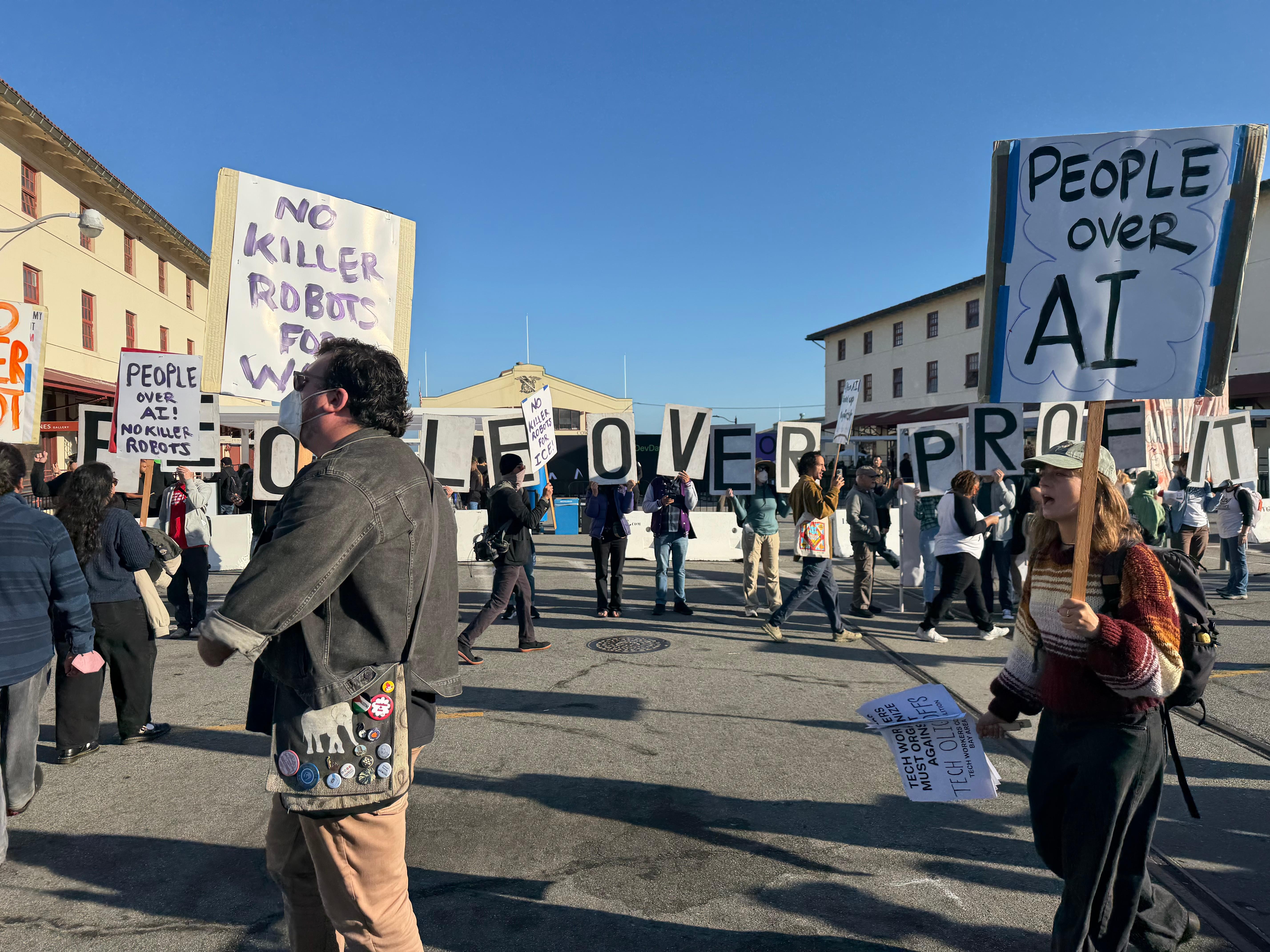Protesters gather at OpenAI’s DevDay
