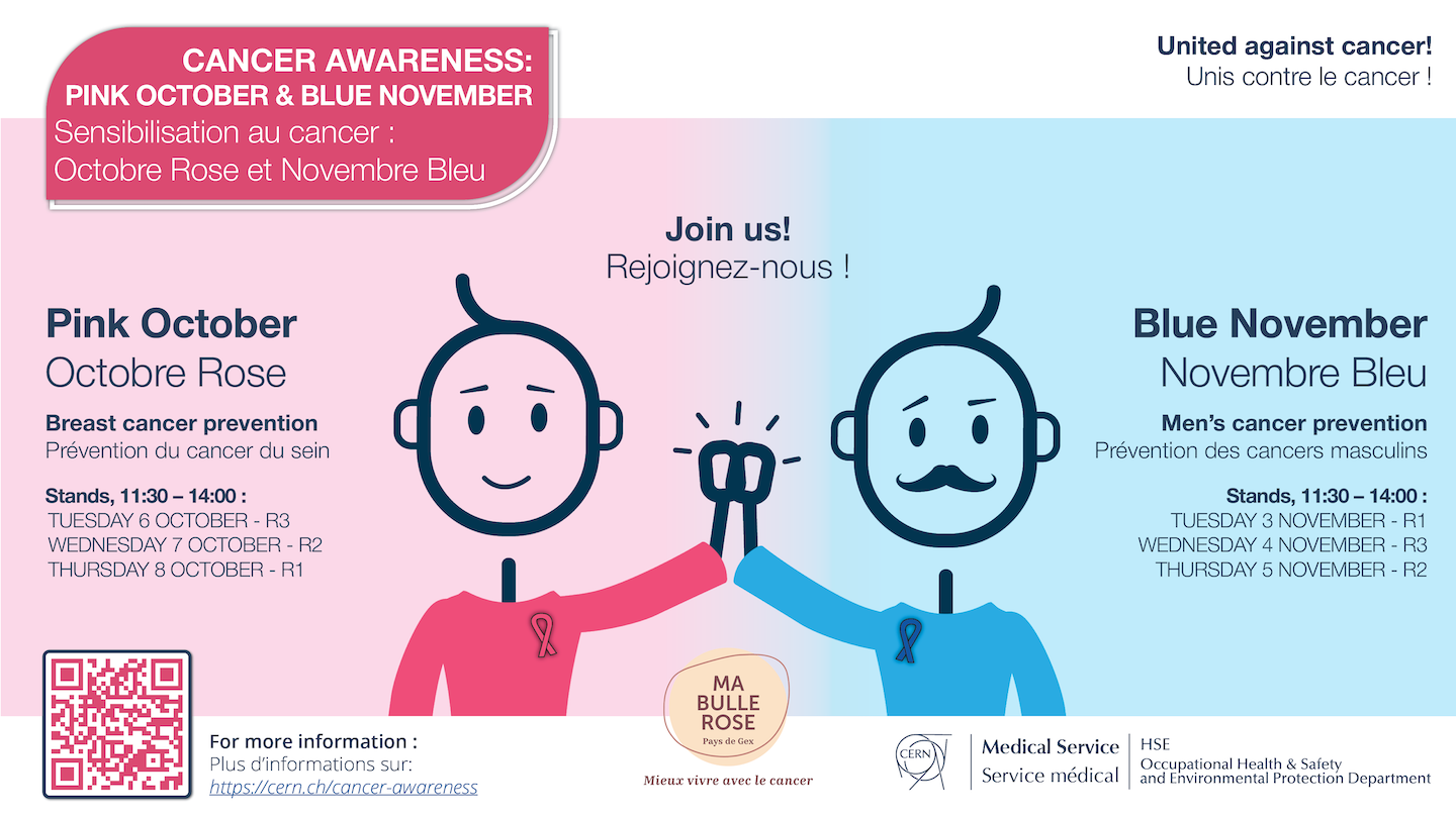 Cancer awareness at CERN: Pink October and Blue November campaigns