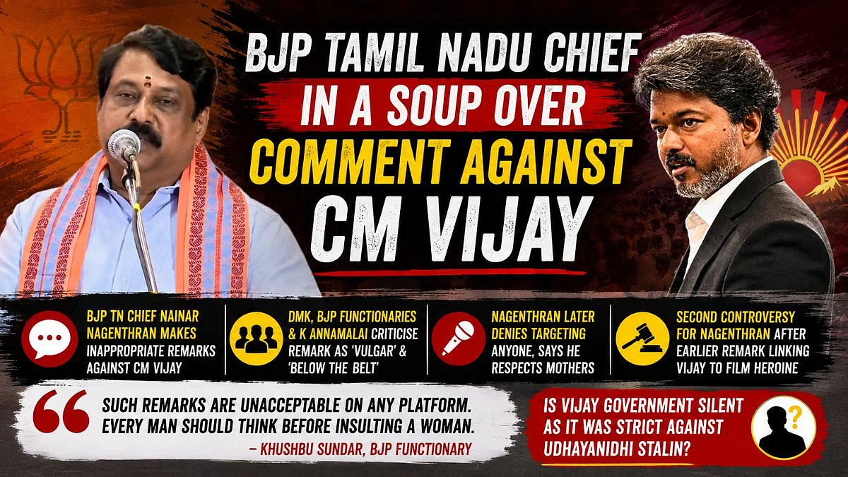 Tamil Nadu: BJP Chief Nainar Nagenthran Faces Backlash Over Alleged Personal Remark Against CM Vijay | VIDEO