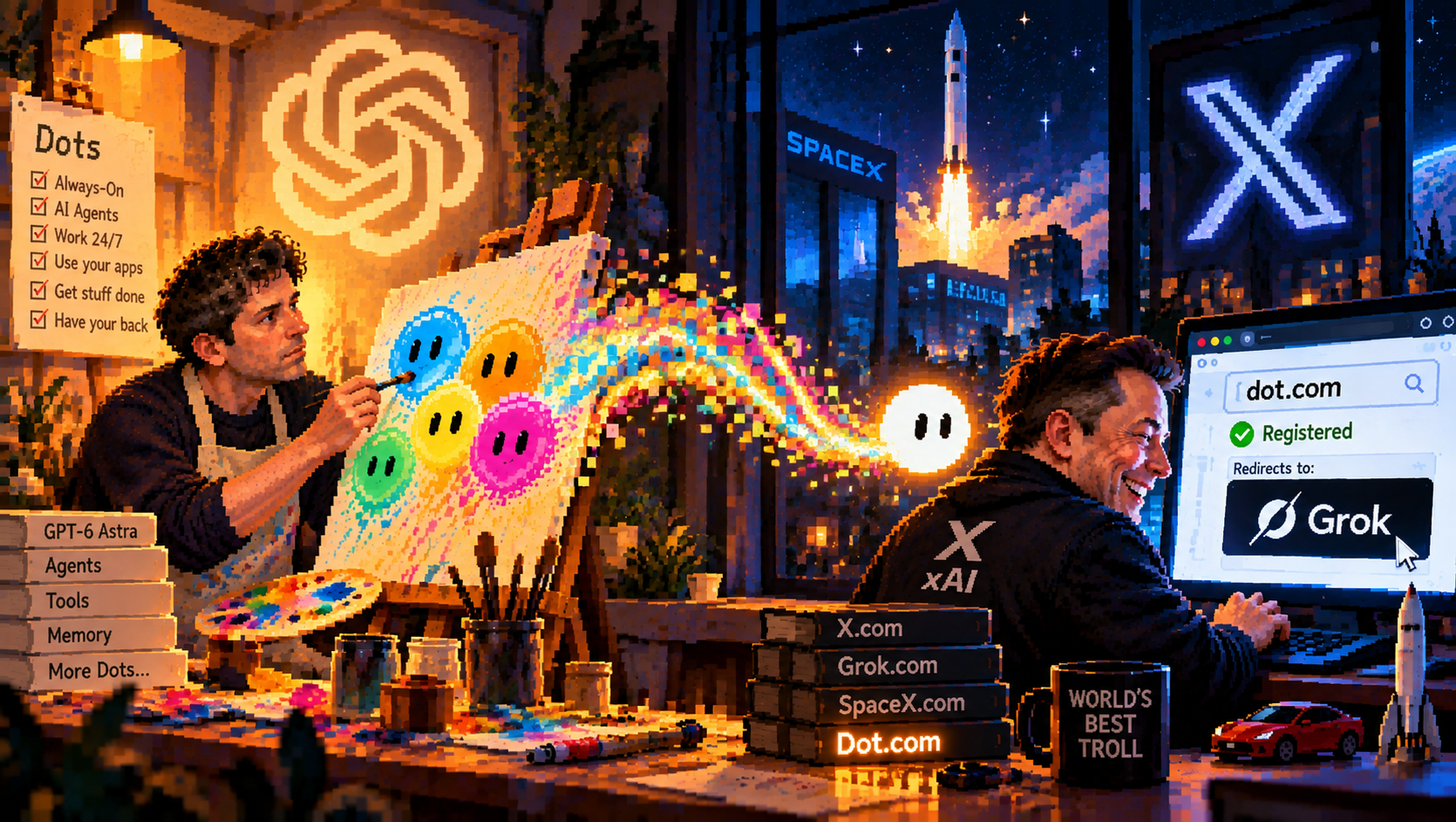Did Elon Musk Buy Dot.com Just to Troll OpenAI’s New AI Agent Dots?
