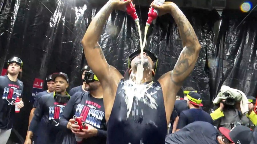 Atlanta Braves players celebrate Wild Card series, advance to NLDS to face the Dodgers