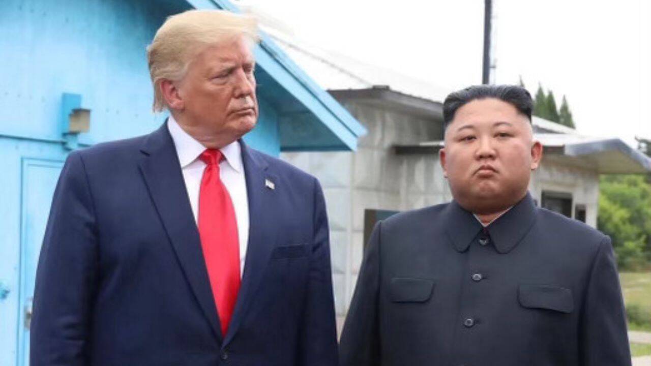 'Unfriendly look, but we get along great': Trump posts old photo with Kim Jong Un