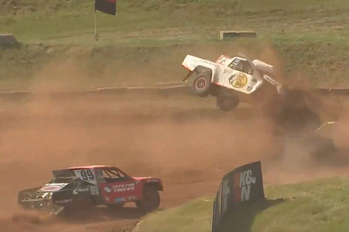 Dale Earnhardt's grandson Wyatt Miller flips wildly in crash, but drives away