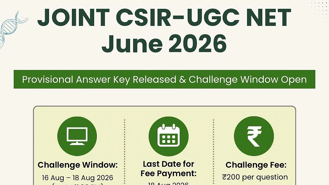 Joint CSIR-UGC NET June 2026 Provisional Answer Key Released; Challenge Window Open Till August 18