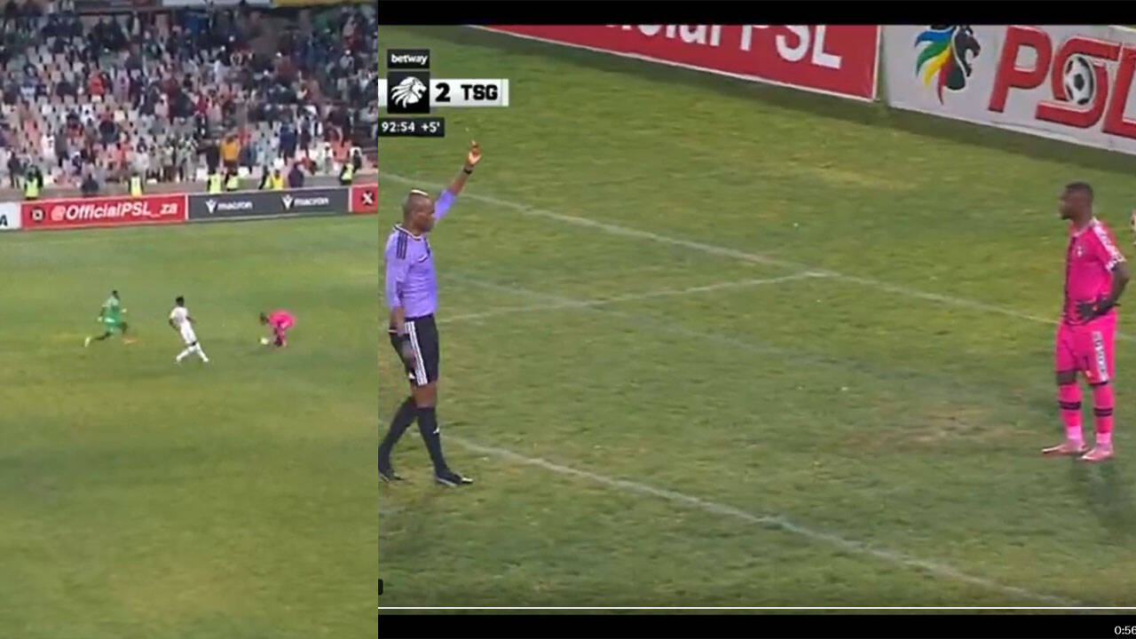 Bizarre send-off! Keeper sees red after handling ball way outside the box – Watch