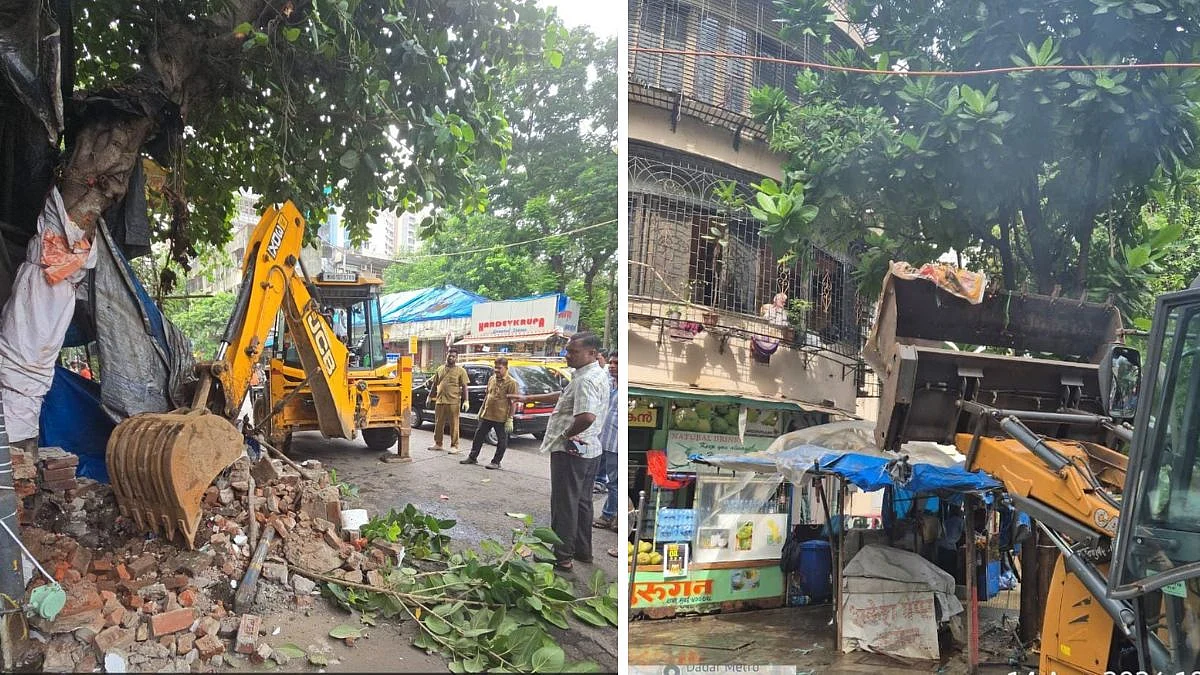 Mumbai: BMC Conducts Anti-Encroachment Drive In G/North Ward Under ‘Pedestrian First’ Campaign, Clears Illegal Structures & Shops