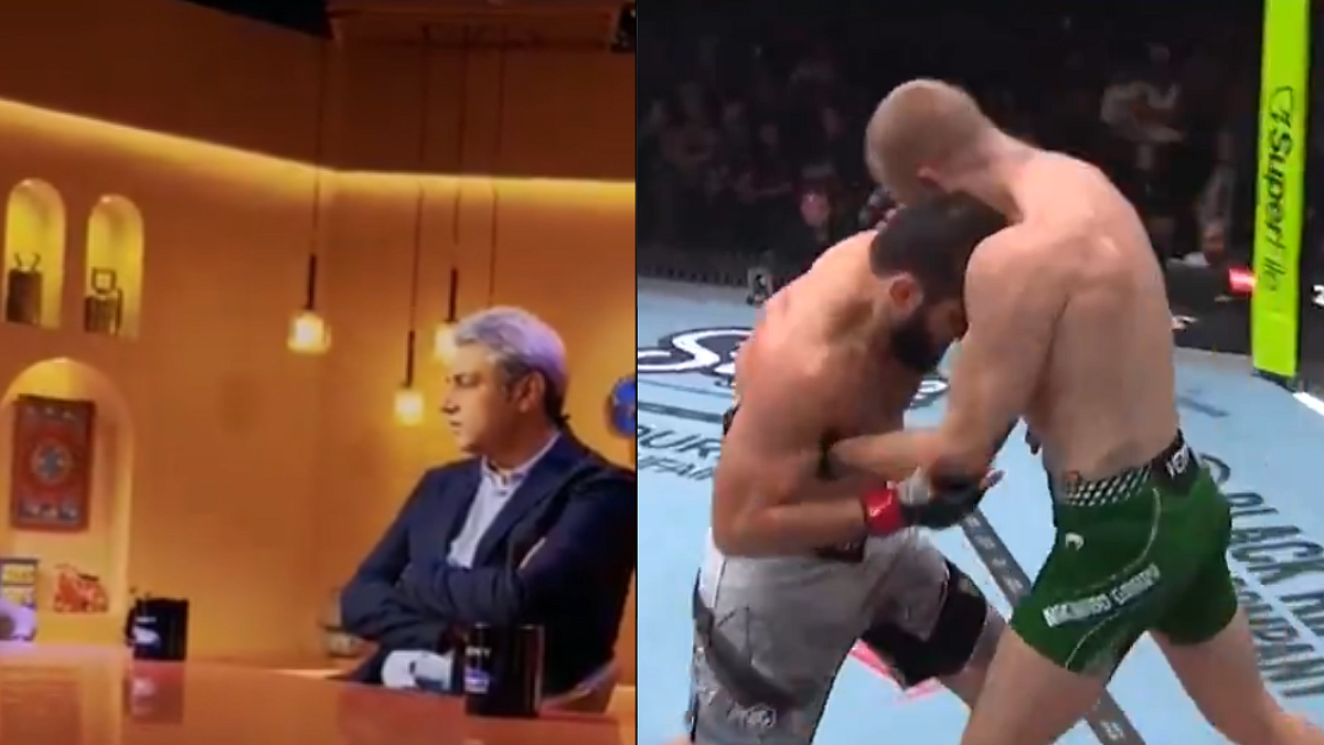 UFC Fever Hits Cricket Box! Broadcasting Panel Watches Islam Makhachev-Ian Garry Fight Amid IND vs SL Rain Delay | Video