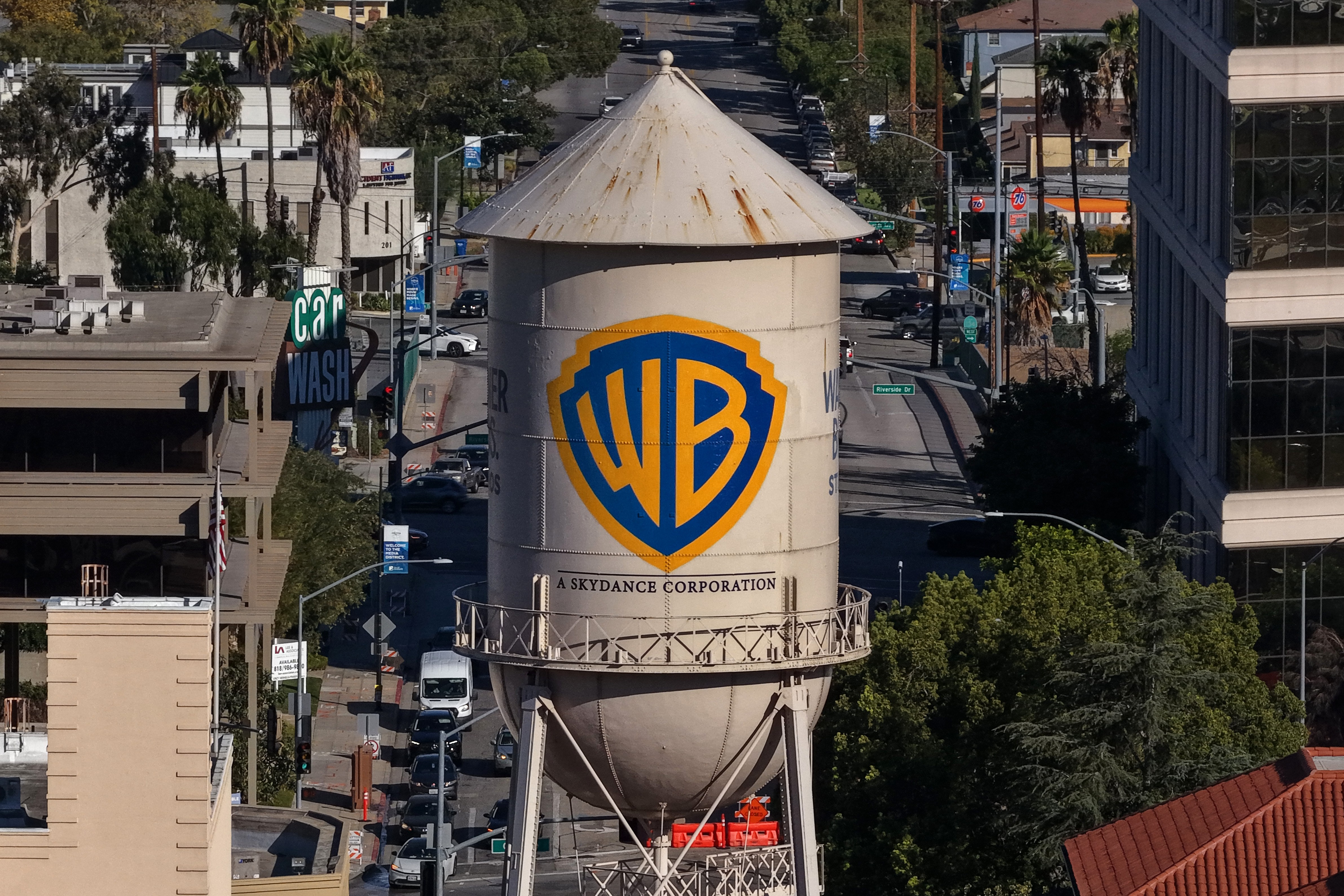 Warner Bros. Water Tower Already Repainted to Add ‘A Skydance Corporation’ After Merger Closes