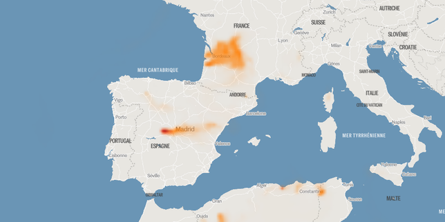 Visualize the air pollution from wildfires in France and across Europe