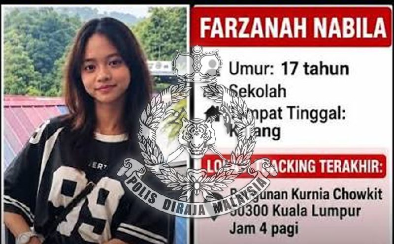 Missing 17-year-old girl found safe in Kajang