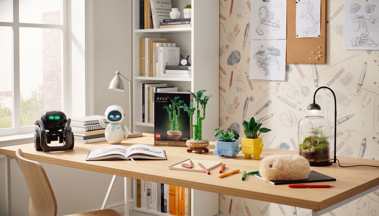 From robot pets to Lego sets, level up your desk with these quirky accessories