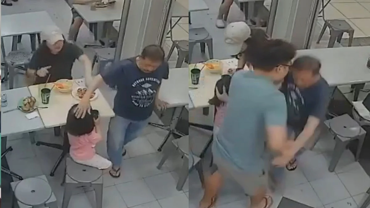 'Are You Even Human?': Elderly Man Pushed To Ground After Patting Girl’s Head At Singapore Coffee Shop - WATCH