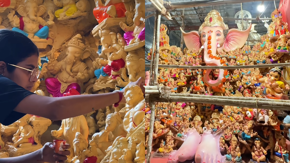 350+ Small Ganesh Idols Come Together To Create One Massive Lord Ganesha In Ulhasnagar | WATCH