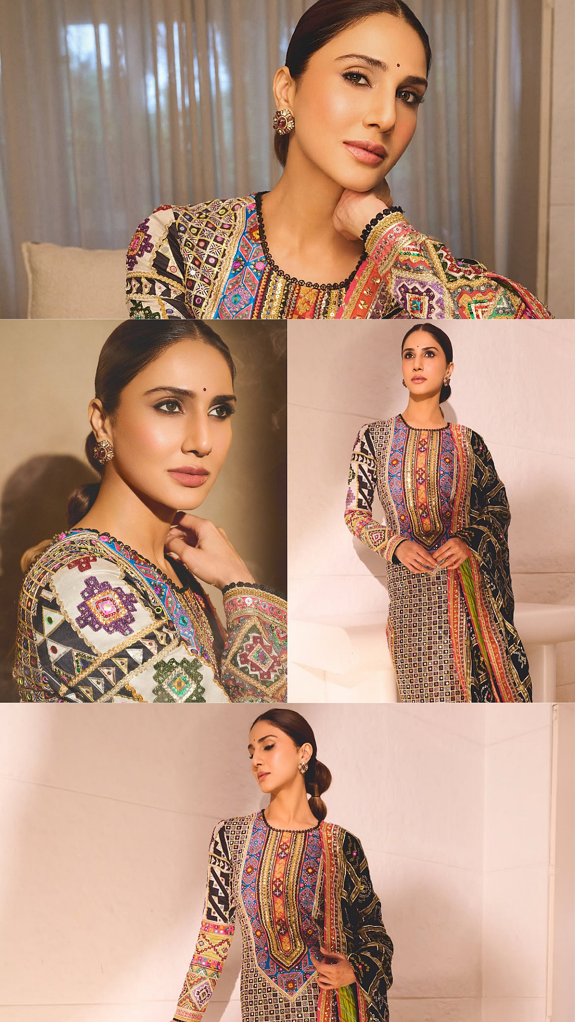 Vaani Kapoor Serves Ethnic Glamour In A Colourful Kutch-Work Kurta & Chic Bubble Choti