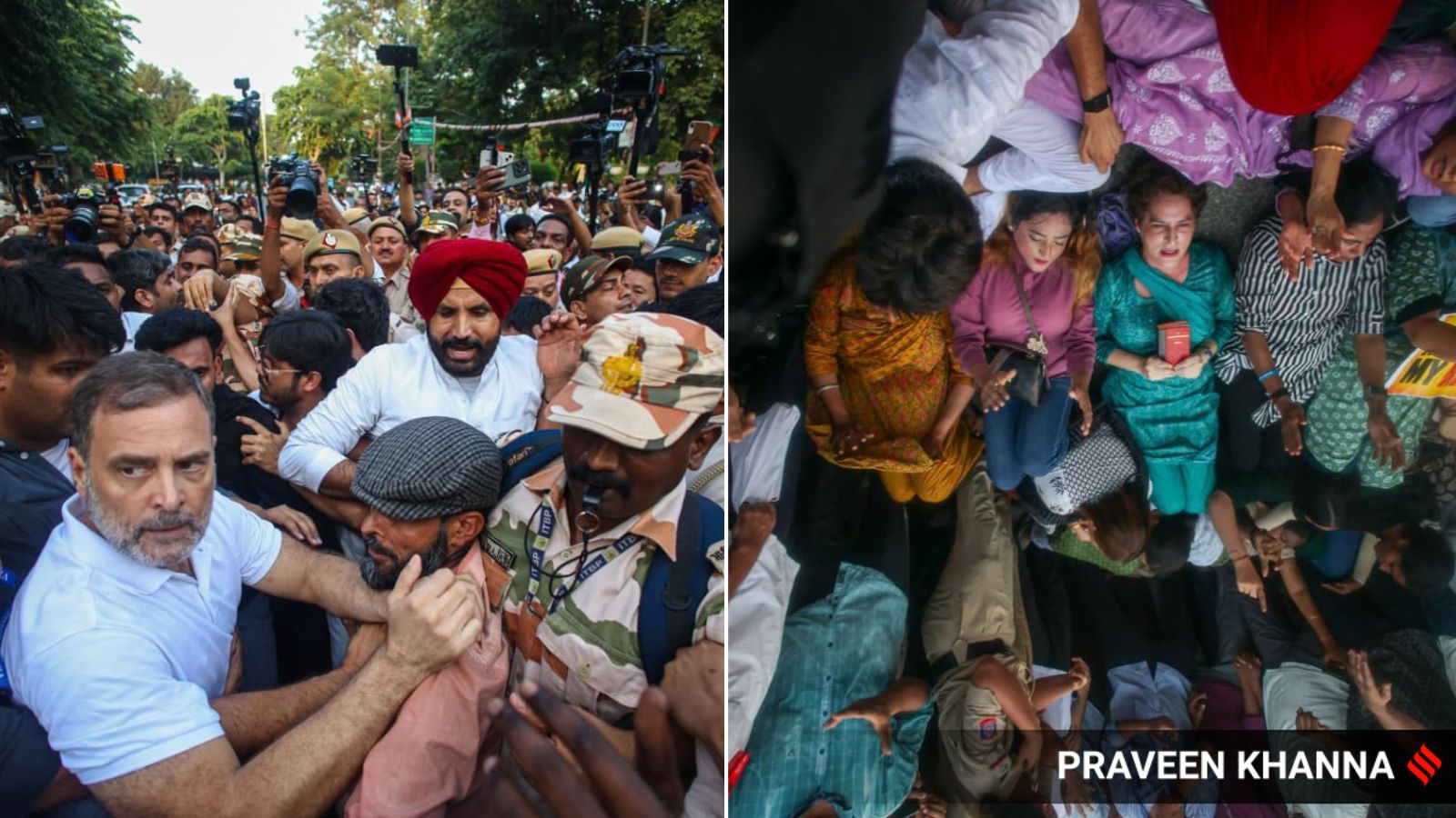 Watch: Rahul Gandhi, Priyanka hauled away again after lie-in on Delhi road