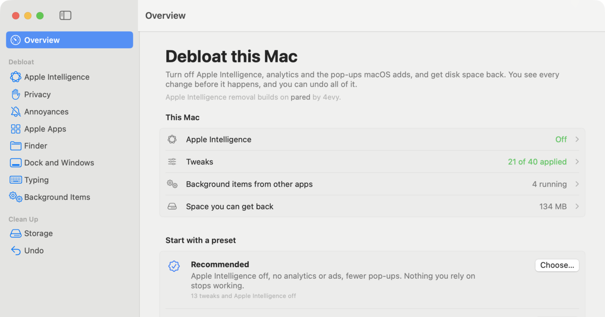You can turn off & delete Apple Intelligence with an app now