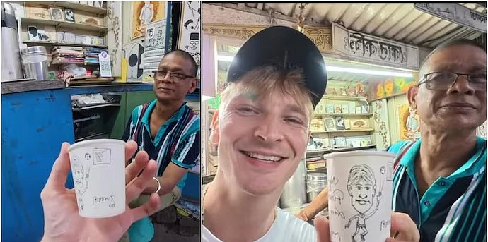 'Legendary': US Traveller Gets Personalised Caricature With Coffee For ₹80 In Kolkata Shop - VIDEO