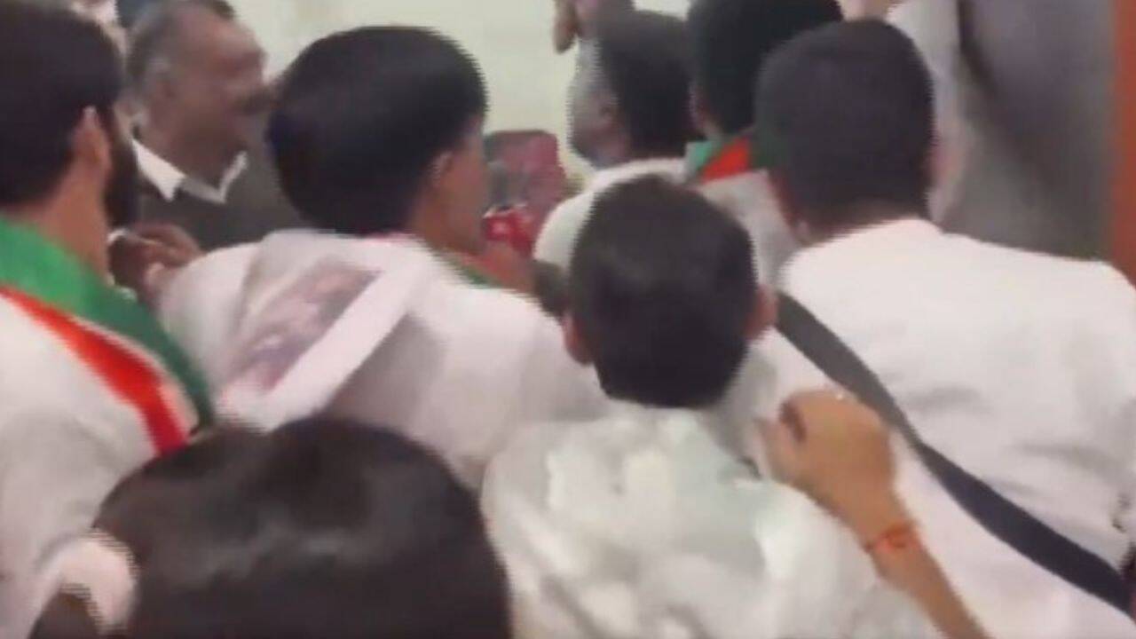 Watch: NCP workers barge into Maha Cong office over 'gungi gudiya' jab at dy CM