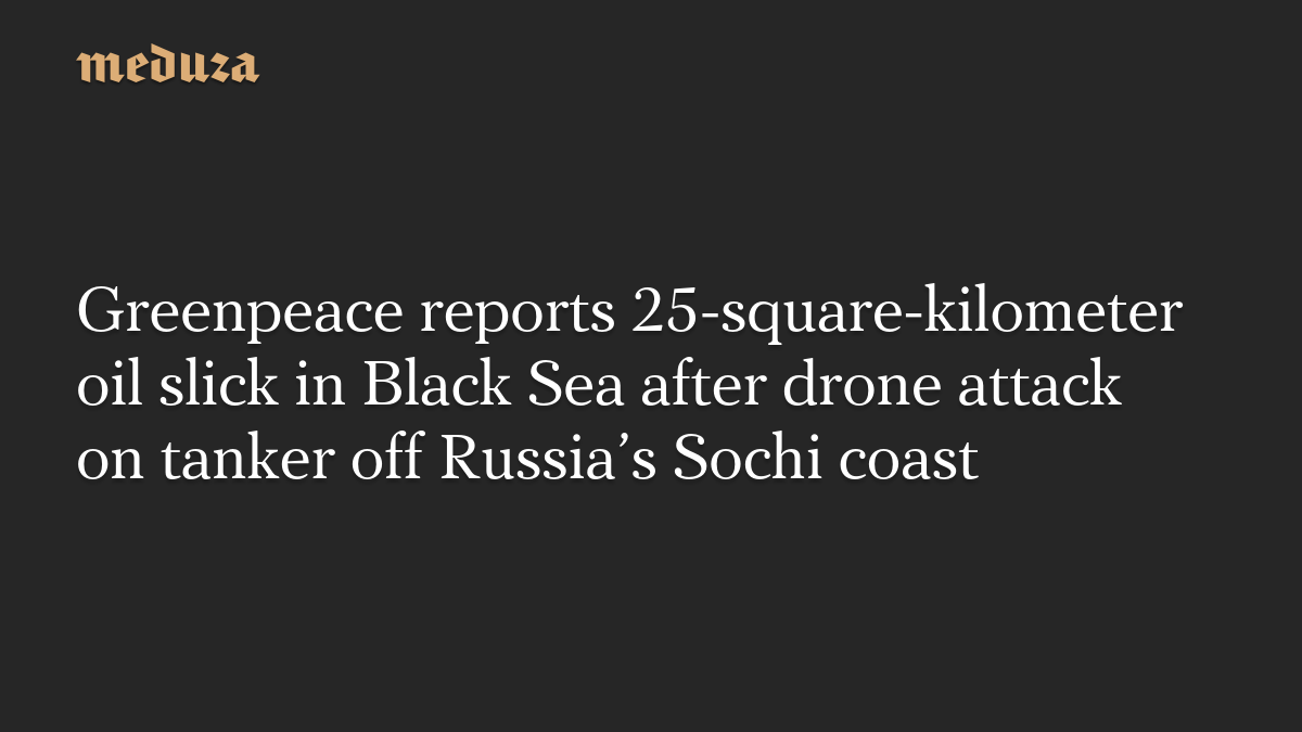 Greenpeace reports 25-square-kilometer oil slick in Black Sea after drone attack on tanker off Russia’s Sochi coast