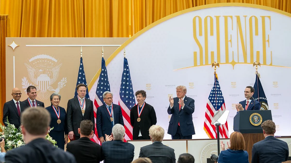 Indian-Origin Microsoft CEO Satya Nadella Receives US National Technology Medal From President Trump; Elon Musk Among Honourees | Video
