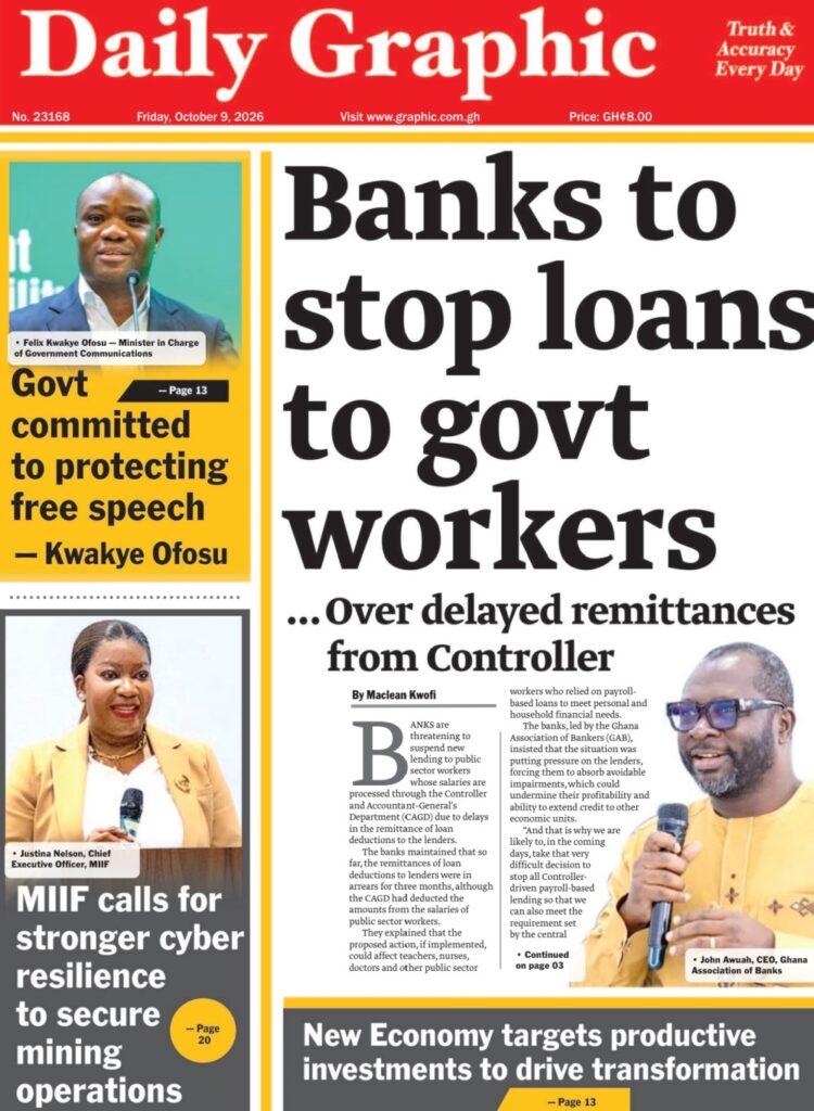Newspaper headlines: Friday, October 9, 2026