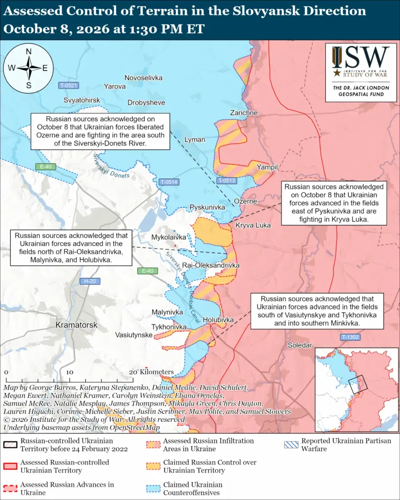 Ukraine reruns its Vivaldi playbook outside Kramatorsk and pushes Russia back across the Siverskyi Donets, ISW says