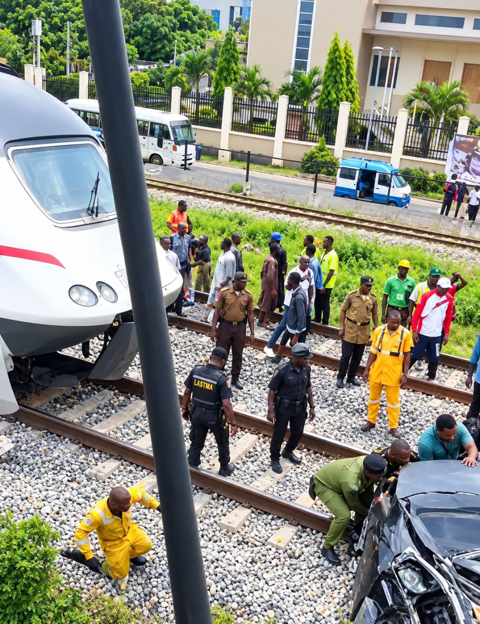 Motorist escapes unhurt as train collides with vehicle in Lagos