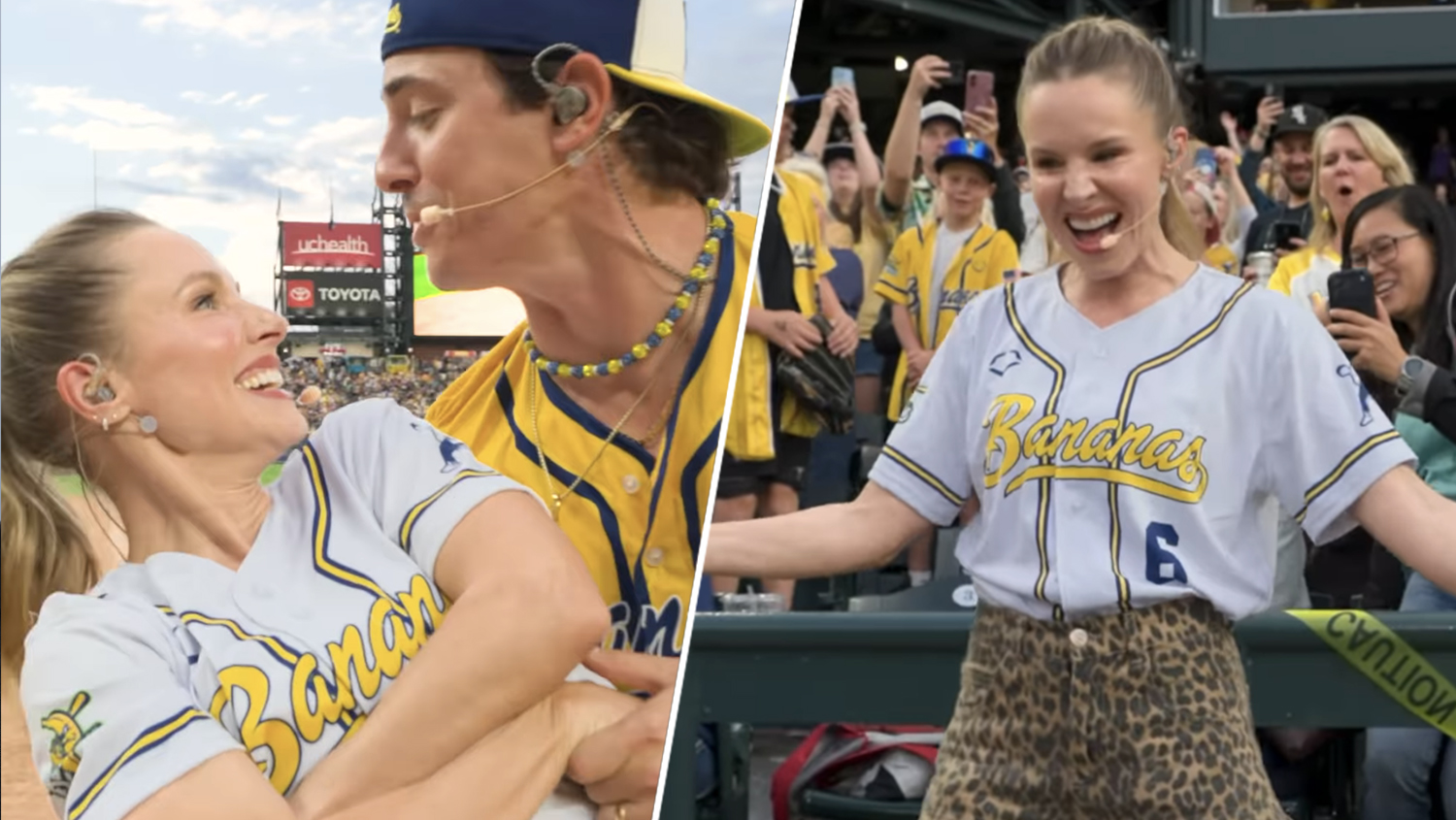 Kristen Bell Makes Surprise Performance At Savannah Bananas Game With ‘Frozen’, ‘Wicked’ & ‘Dirty Dancing’ Mashup