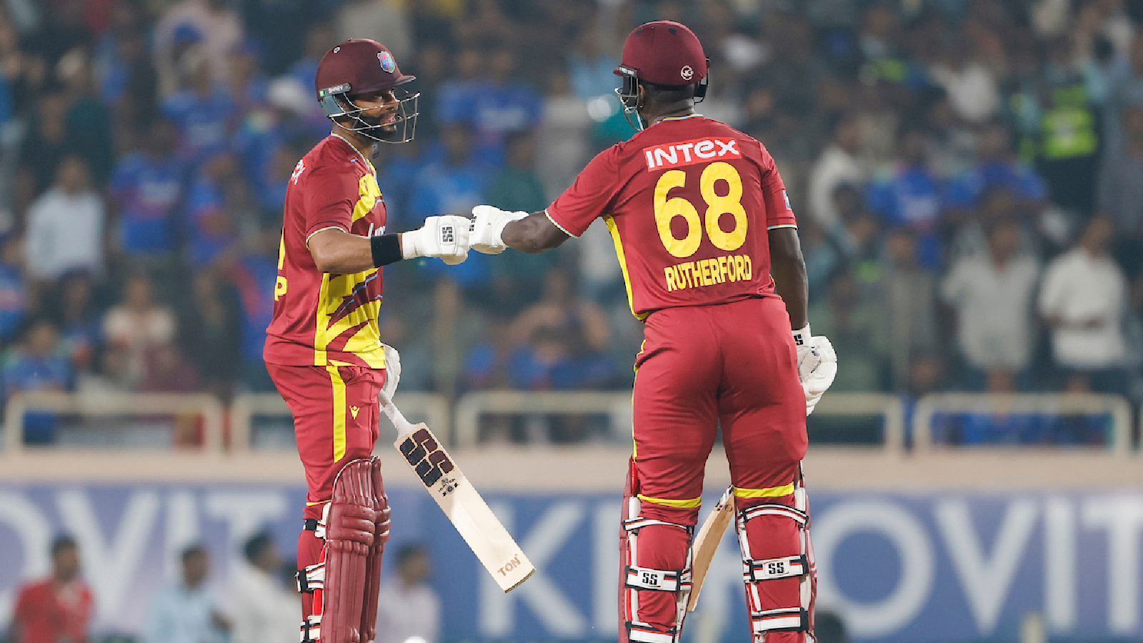 Hope, Rutherford star as West Indies defeat India by 6 wickets, level series