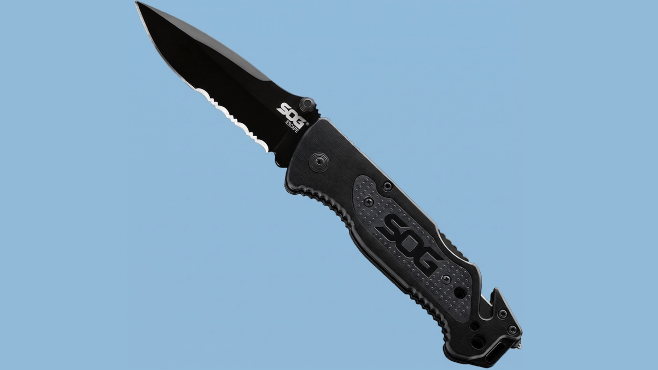 This SOG Escape Folding Knife Hides a Seatbelt Cutter in Its Handle