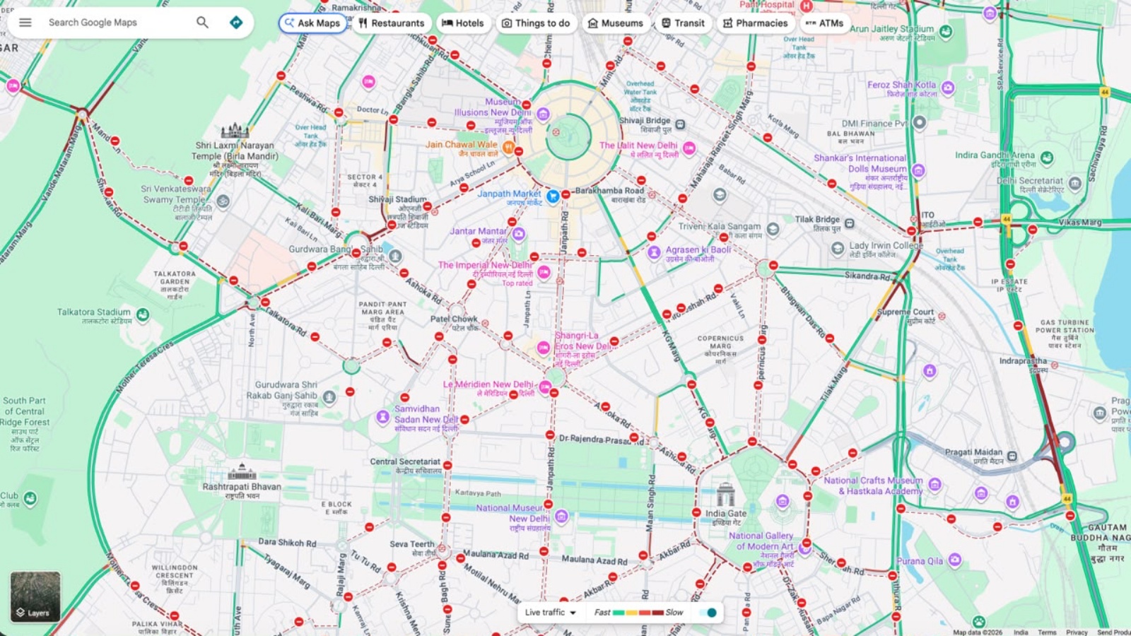 CJP protest: Over 70 roadblocks turn Central Delhi red on Google Maps