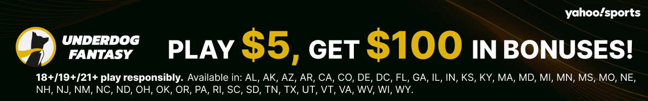 Underdog Promo Code YAHOOBONUS: Play $5, Get $100 in Bonus Funds on Saturday's College Football