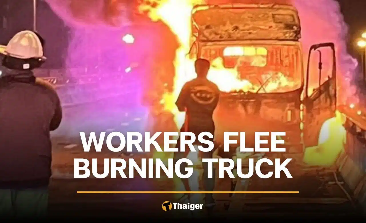 Five road workers burned as truck catches fire in Bangkok
