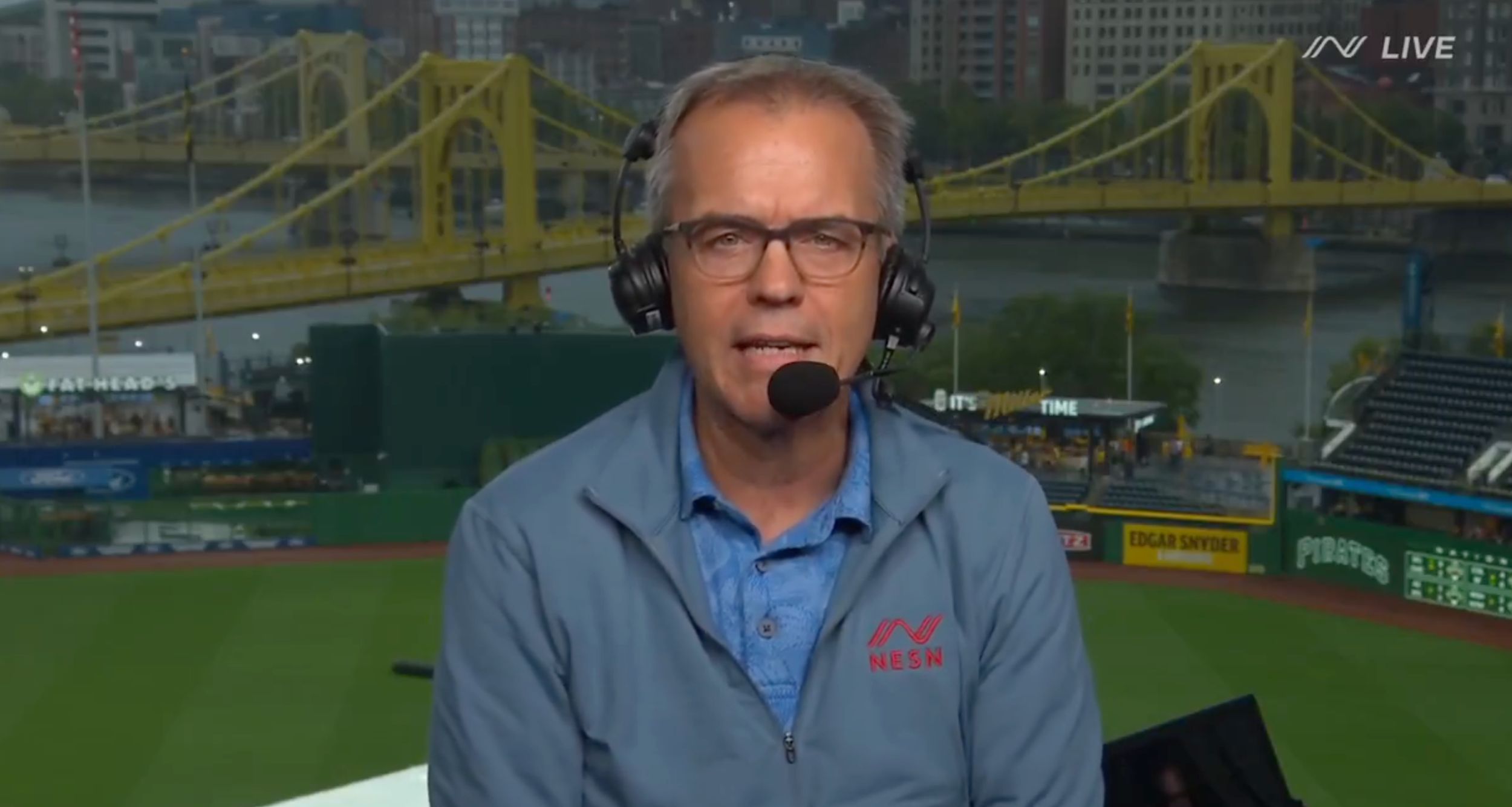 Tom Caron makes embarrassing flub during endless Red Sox-Pirates rain delay
