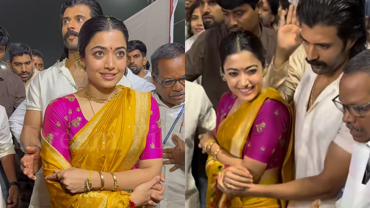 Vijay Deverakonda Holds Rashmika Mandanna Close As Fans Crowd Them During Tirumala Temple Visit Ahead Of Ranabaali Release—VIDEO