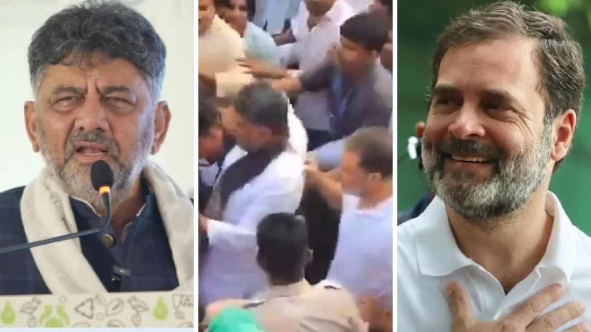 Karnataka CM DK Shivakumar Defends Rahul Gandhi's Collar-Pulling Gesture, Netizens Question Explanation