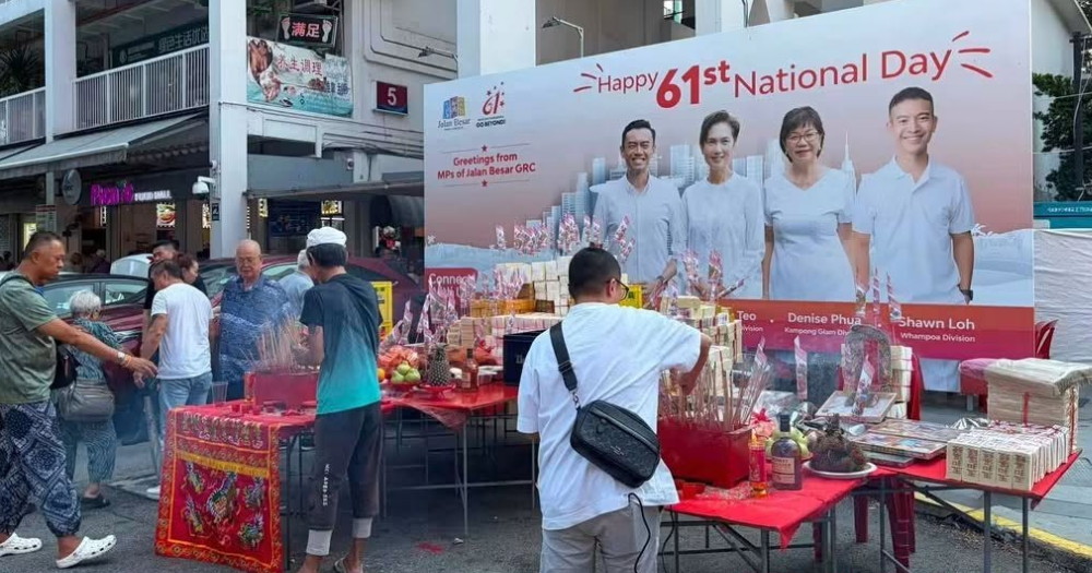 Offering table set up in front of Jalan Besar MPs' National Day billboard at Chinatown raises eyebrows