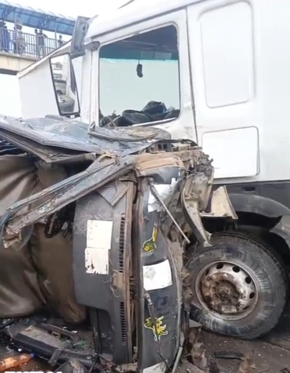 Five seriously injured as 40-foot truck rams into two buses in Lagos
