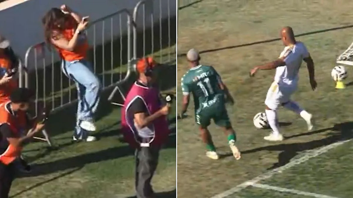 Terrifying Scenes! Photographer Collapses After Powerful Kick In The Face During Football Match; Video Viral
