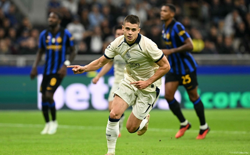 Tresoldi hat-trick fires Brugge past Inter Milan