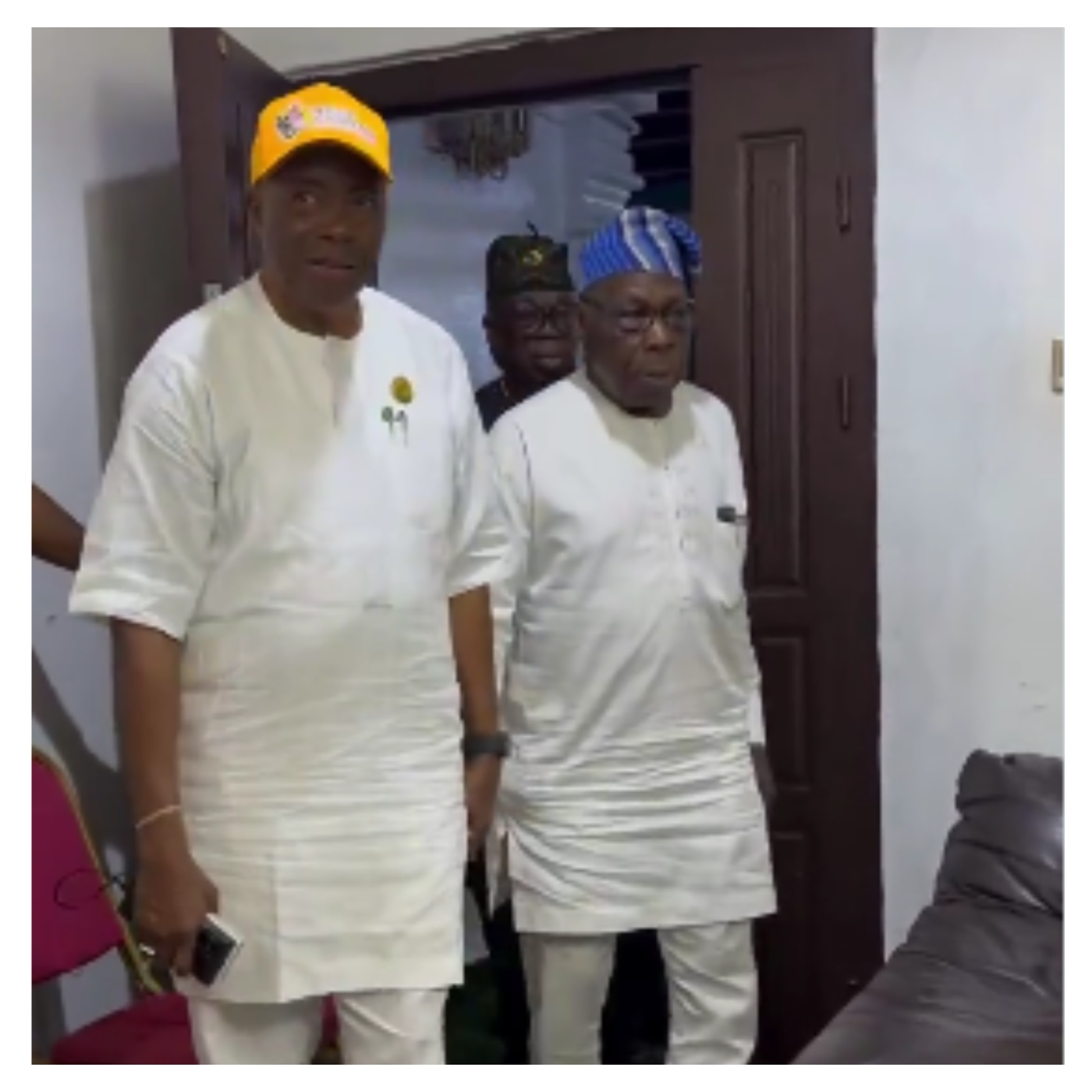 Osun election: Moment Obasanjo paid surprise visit to Adeleke [VIDEO]
