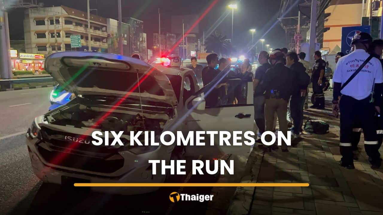 Police fire shots during Pattaya drug chase after pickup hits office