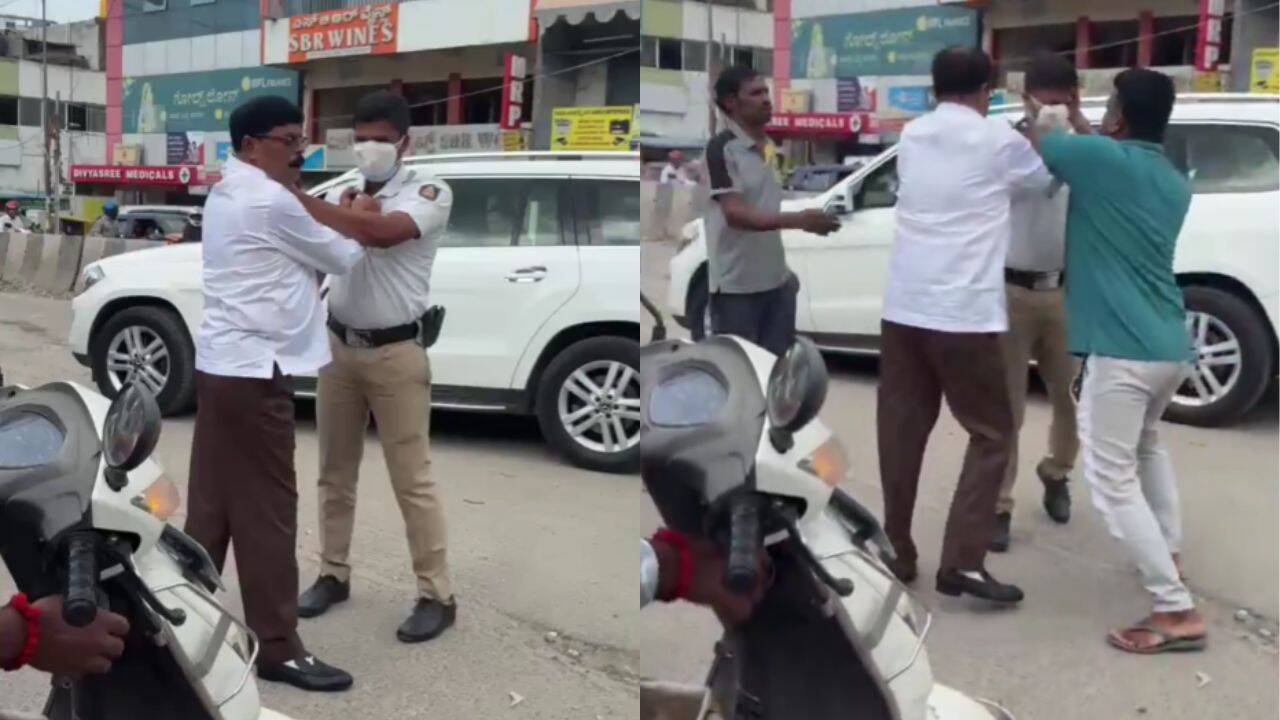 JD(S) leader arrested for assaulting Bengaluru traffic constable on duty - video
