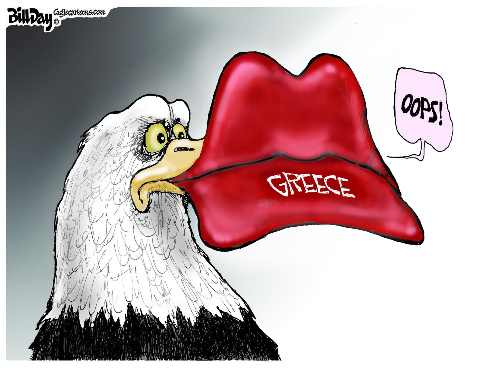 Bald eagle bites Greece