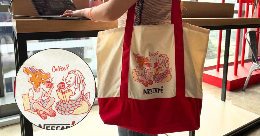 Get a limited-edition Nescafé S’pore dragon playground tote bag when you buy 3-in-1 coffee packs