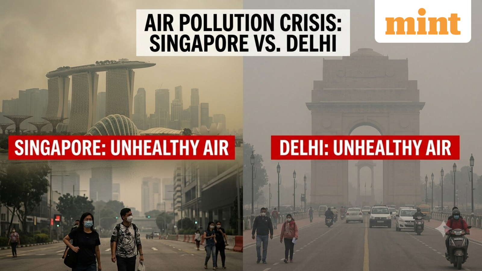 Singapore pollution spikes as wildfire haze intensifies: How does its AQI compare with Delhi's?